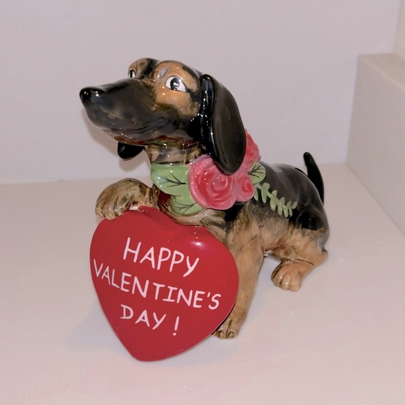 NWT Blue Sky Clayworks Ceramic Happy Valentine’s Day Doxy - Picture 1 of 8